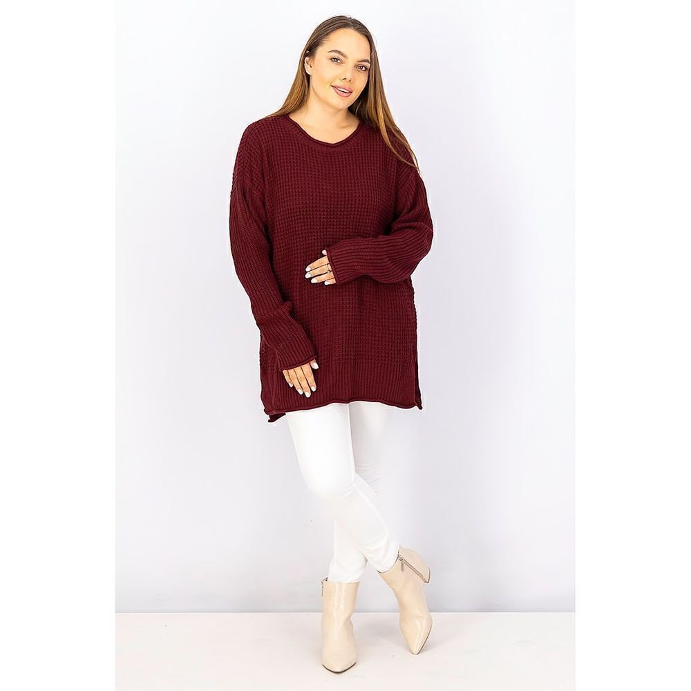 Pinque Women Crew Neck Long Sleeves Textured Sweater Size S